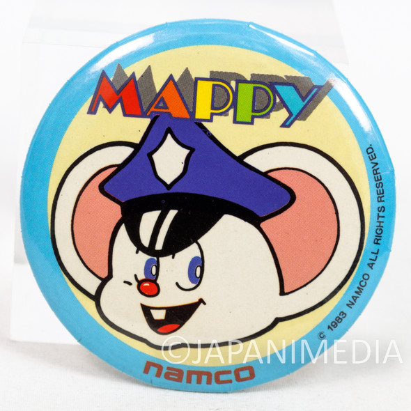 Retro RARE! Mappy Can Badge Pins Namco JAPAN FAMICOM NES Japanimedia Store FRONT