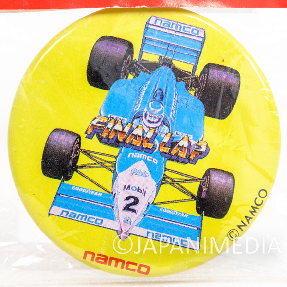 Retro RARE! Final Lap Can Badge Pins Namco JAPAN FAMICOM NES Japanimedia Store FRONT