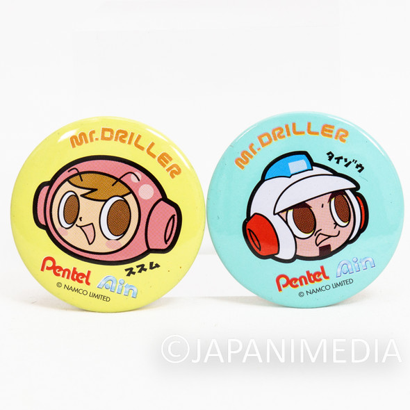 Mr. Driller Susumu & Taizo Hori Can Badge Pins Set Namco JAPAN GAME Japanimedia Store FRONT