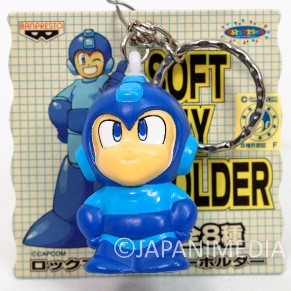 RARE! MEGA MAN Soft Vinyl Figure Keychain #1 CAPCOM ROCKMAN Japanimedia Store FRONT