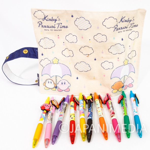 Kirby Super Star Cloth Pen Case & Water-Based Color Ballpoint Pen 10pc Set Japanimedia Store FRONT