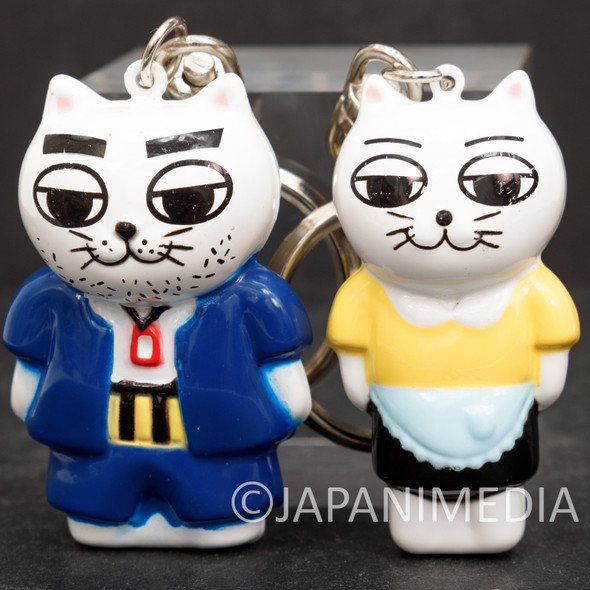 Retro RARE Nekojiru Nyangoro Nyasue Figure Keychain w/Bell inside Set Japanimedia Store FRONT