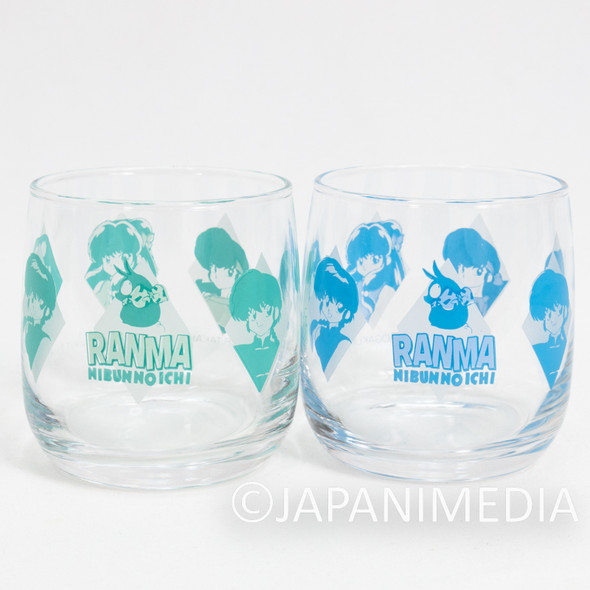 Retro RARE! Ranma 1/2 Glass 2pc Set / Akane Shampoo P-chan Ryoga Mousse Japanimedia Store FRONT