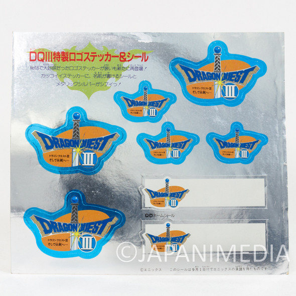 Retro Rare! Dragon Quest III 3 Logo Sticker Sheet Enix JAPAN TORIYAMA AKIRA WARRIOR Japanimedia Store FRONT