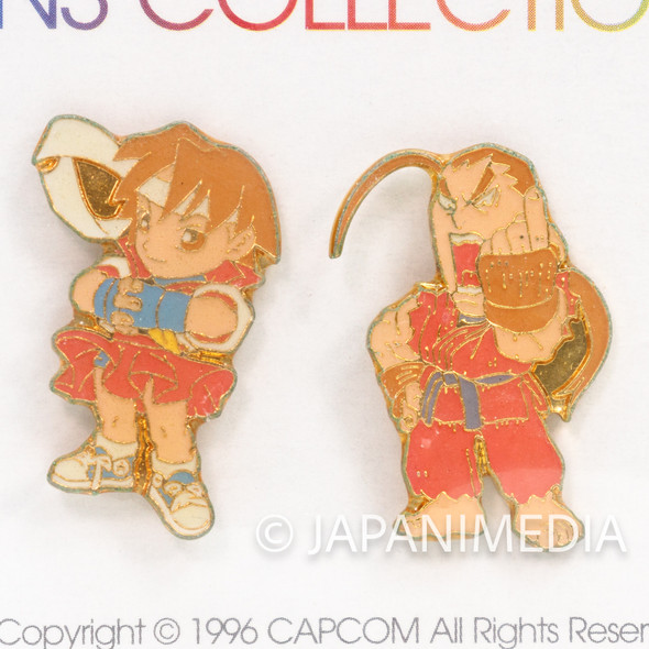 SUPER PUZZLE FIGHTER II X Sakura & Dan Metal Pins Set Capcom / Street Fighter 2 Japanimedia Store FRONT