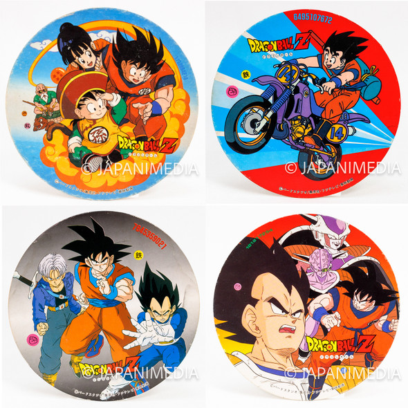Retro Dragon Ball Z 7" Round Menko 4pc Set JAPAN ANIME MANGA Japanimedia Store FRONT