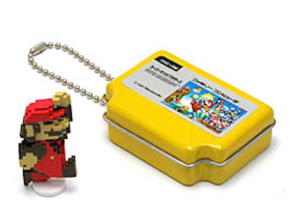 Super Mario Bros. Famicom Mini Can Case Keychain + Dot Figure Epoch JAPAN Japanimedia Store FRONT