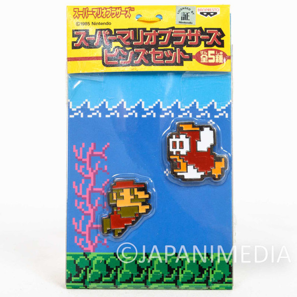 Super Mario Bros. Dot Character Pins Set Mario Ver.3 JAPAN NES FAMICOM NINTENDO Japanimedia Store FRONT