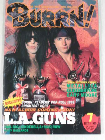 1989/07 BURRN! Japan Rock Magazine L.A.GUNS/MR.BIG/SKID ROW/BADLANDS Japanimedia Store FRONT