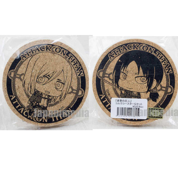 Attack on Titan Cork Coaster 2pc set Krista Lenz & Ymir JAPAN ANIME Japanimedia Store FRONT
