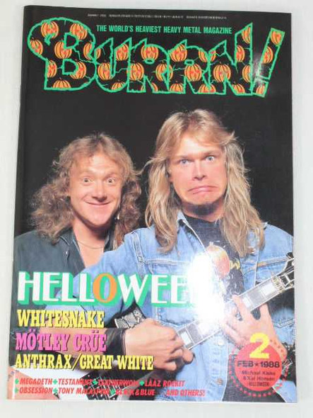 1988/02 BURRN! Japan Rock Magazine HELLOWEEN/GUNS N' ROSES/ANTHRAX/TESTAMENT Japanimedia Store FRONT