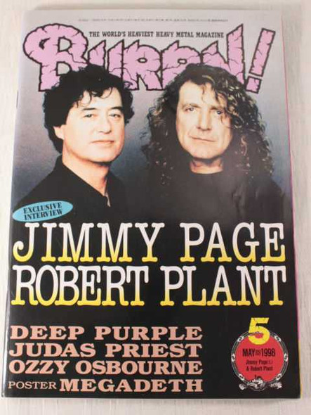 1998/05 BURRN! Japan Rock Magazine JIMMY PAGE ROBERT PLANT/DEEP PURPLE/IN FLAMES Japanimedia Store FRONT