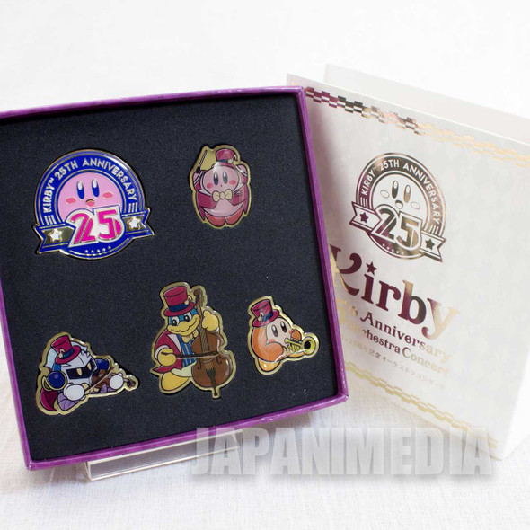 Kirby Super Star 25th PINS 5pc Set Waddle Kirby/Dee King/Dedede/Meta Knight JAPAN GAME Japanimedia Store FRONT