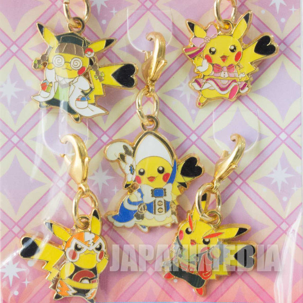 RARE! Pokemon Pikachu Metal Charm 5pc Set Cosplay ver. JAPAN ANIME MANGA Japanimedia Store FRONT