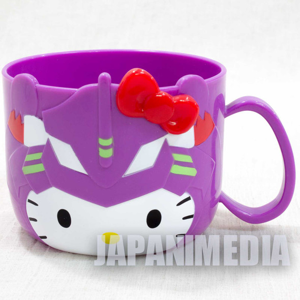 Evangelion EVA01 x Hello Kitty Plastic Mug JAPAN Japanimedia Store FRONT