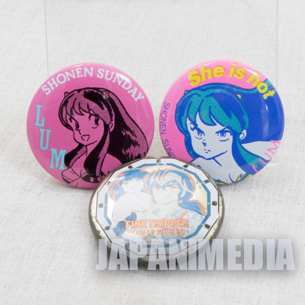 Retro RARE Urusei Yatsura LUM Fire Tripper Lumic World Button badge Set JAPAN Japanimedia Store FRONT