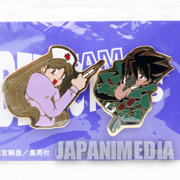 Retro RARE! Steam Detectives Narutaki & Hsu Ling Ling Metal PIns Set JAPAN Japanimedia Store FRONT