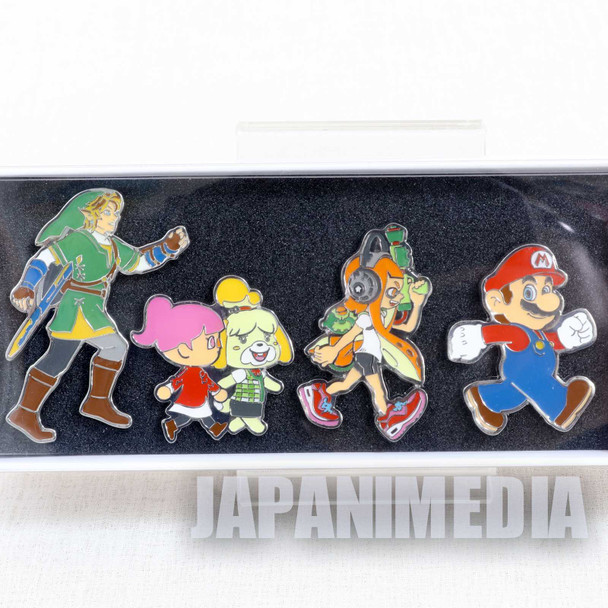 Nintendo Tokyo Pins 4pc Set Mario Splatoon Animal Crossing Legend of Zelda JAPAN Japanimedia Store FRONT