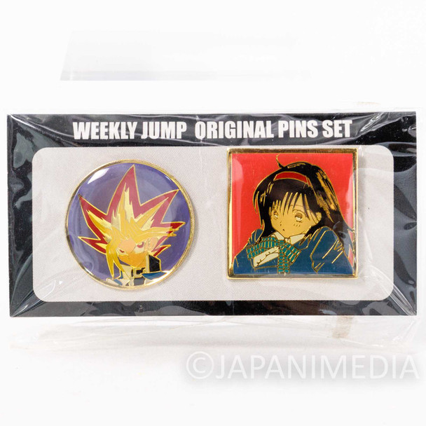 Weekly Shonen Jump Pins set Yu-Gi-Oh! Yugi Muto & Ichigo 100% Aya Tojo Japanimedia Store FRONT