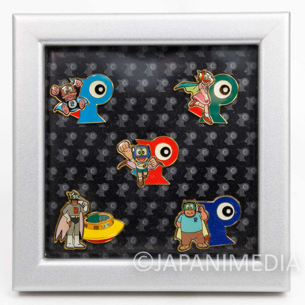RARE! Pa Pa Pa the Movie Perman Metal Pins 5pc Set w/Frame Fujiko F Fujio JAPAN Japanimedia Store FRONT