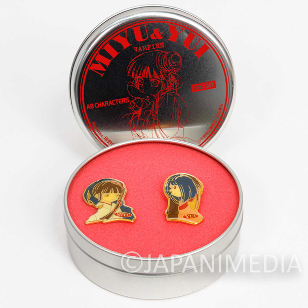 Retro RARE Vampire Princess Miyu Metal Pins MIYU & YUI Set Can Case Japanimedia Store FRONT
