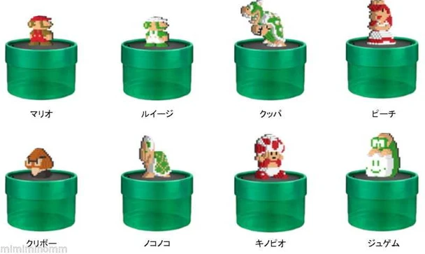Set of 8 Super Mario Bros. Dydo Mini Dot Figure Famicom NES NINTENDO JAPAN Japanimedia Store FRONT