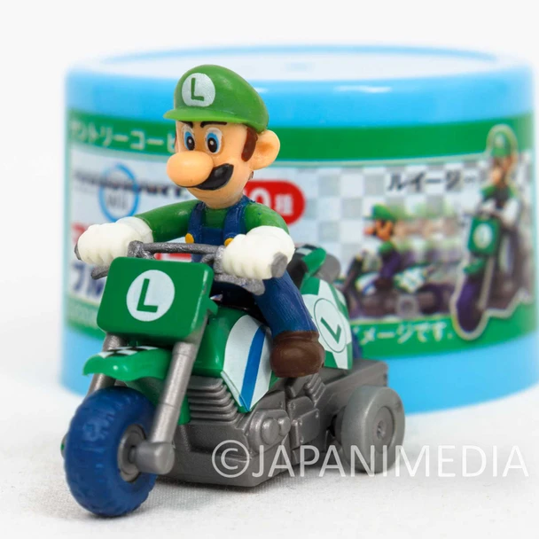 Super Mario Kart Wii LUIGI Mini Figure Pull Back Car Bike JAPAN NINTENDO Japanimedia Store FRONT