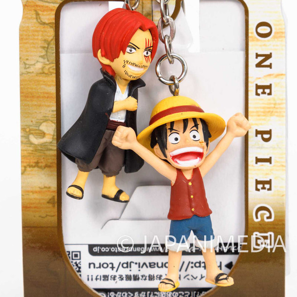 One Piece Ruffy & Shanks Twin Figure Keychain Banpresto JAPAN Japanimedia Store FRONT