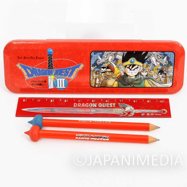 RARE! Dragon Quest 3 Mini Stationery set Can pen case Pencil Ruler ENIX NOBOX Japanimedia Store FRONT