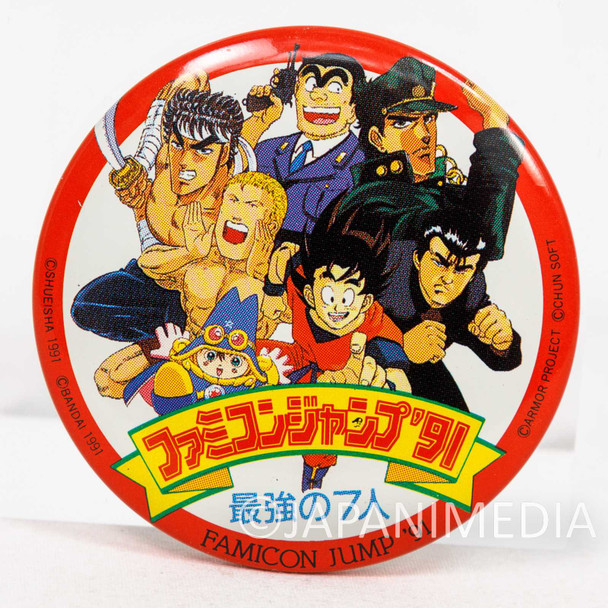 Retro RARE! Famicom Jump '91 Can Badge Pins BANDAI Shonen Jump 1991 NES Japanimedia Store FRONT