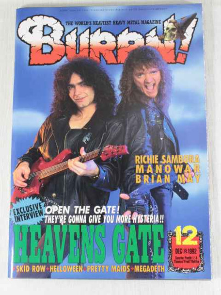 1992/12 BURRN! Japan Rock Magazine HEAVENS GATE/BRIAN MAY/MANOWAR/RICHIR SAMBORA Japanimedia Store FRONT