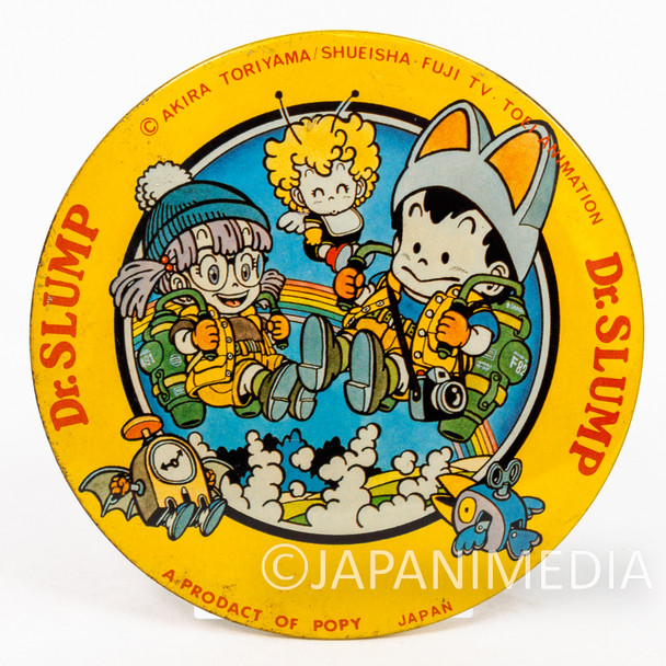 Retro RARE! Dr. Slump Arale chan 4" Big Can Button Badge Pins #4 POPY Japanimedia Store FRONT