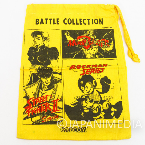 Retro RARE! Capcom Drawstring Bag / Street Fighter II ROCK MEGA MAN Saturday Night Slam Masters Japanimedia Store FRONT