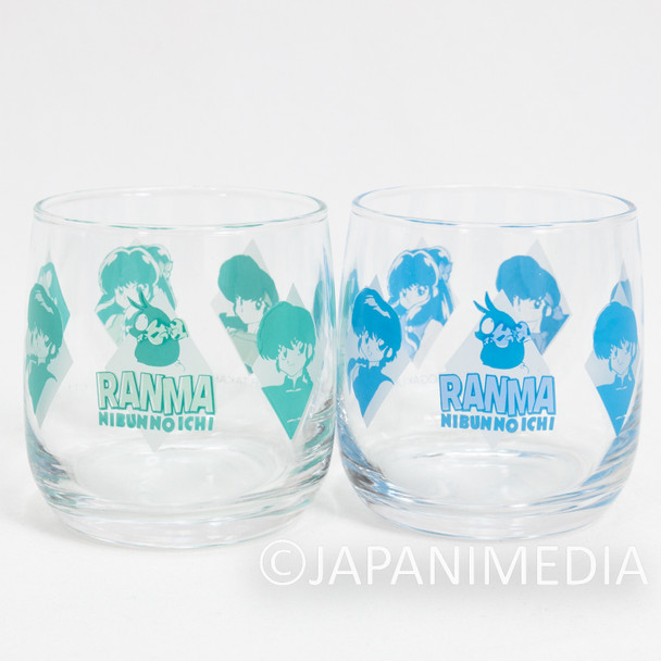 Retro RARE! Ranma 1/2 Glass 2pc Set / Akane Shampoo P-chan Ryoga Mousse Japanimedia Store FRONT