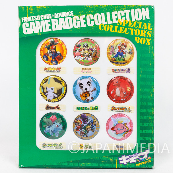 Famitsu Nintendo Game Cube + Advance Game Can Badge Pins Collection / MARIO Japanimedia Store FRONT