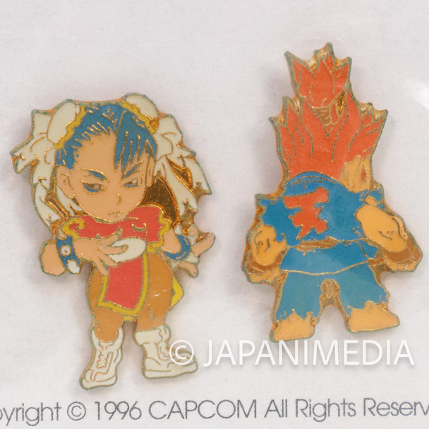 SUPER PUZZLE FIGHER II X Gouki Akuma & Chun-Li Metal Pins Set Capcom / Street Fighter 2 Japanimedia Store FRONT