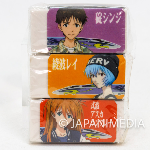 Evangelion Eraser 3pc Set SHINJI AYANAMI REI ASUKA Japanimedia Store FRONT