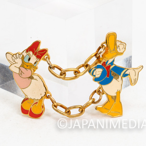 Donald & Daisy Duck Metal Pins with Chain Disney Vintage Collectible | Japanimedia Store Front