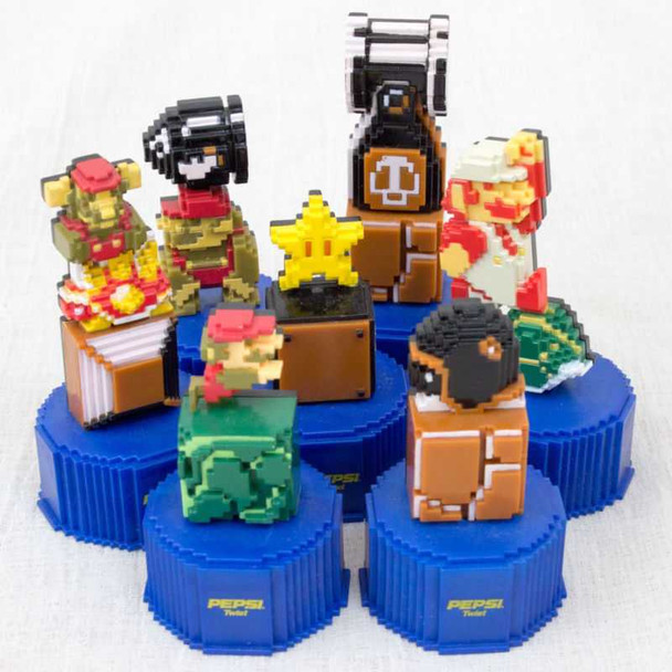 Set of 7 Super Mario Bros. Pepsi Mini Dot Figure Famicom NES NINTENDO JAPAN Japanimedia Store FRONT