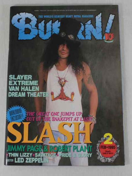 1995/02 BURRN! Japan Rock Magazine SLASH/JIMMY PAGE/VAN HALEN/EXTREME/SLAYER Japanimedia Store FRONT