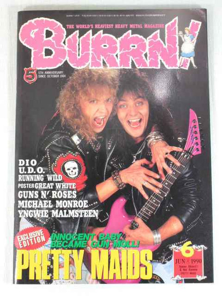 1990/06 BURRN! Japan Rock Magazine PRETTY MAIDS/GUNS N' ROSES/RUNNING WILD/DIO Japanimedia Store FRONT