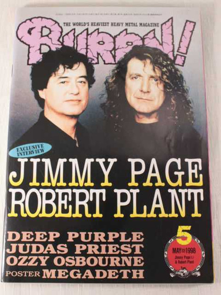 1998/05 BURRN! Japan Rock Magazine JIMMY PAGE ROBERT PLANT/DEEP PURPLE/IN FLAMES Japanimedia Store FRONT
