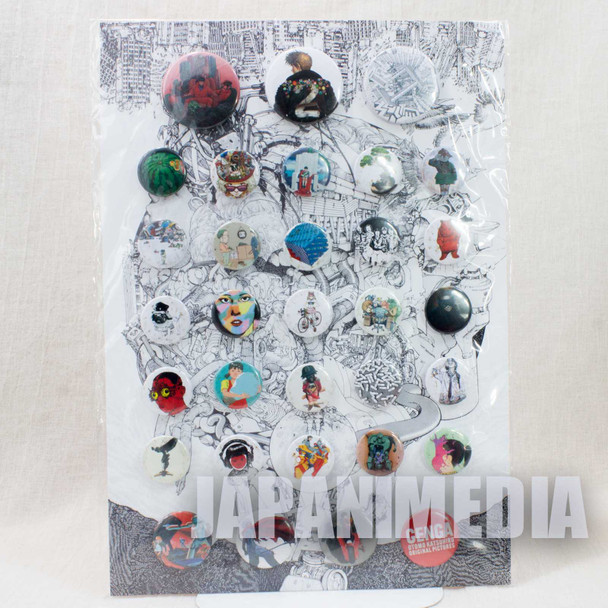 Katsuhiro Otomo GENGA Exhibition 2012 Can Button Badge Pins 32pc Set AKIRA Japanimedia Store FRONT