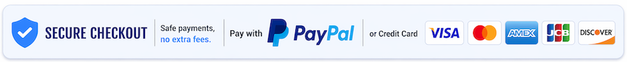 Secure checkout with PayPal and credit cards