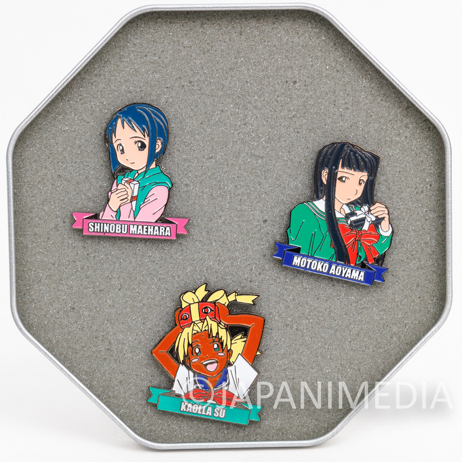 Love Hina Metal Pins 3pc Set Shinobu Maehara Motoko Aoyama Kaolla Su