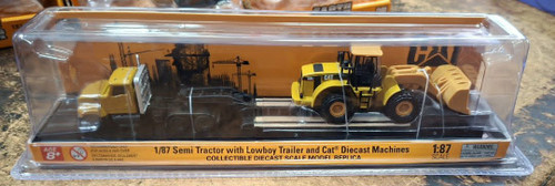 CAT CT681 Day Cab Tractor with Lowboy Trailer and CAT 950G Wheel Loader