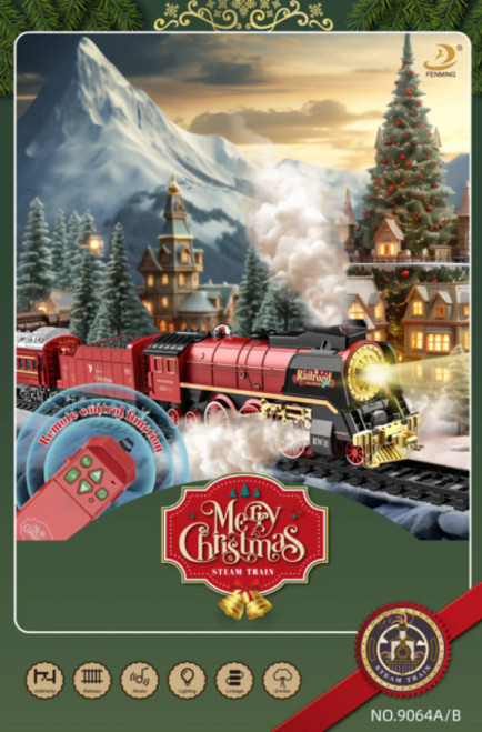 RC Christmas Steam Train Set with Lights & Steam Effect (51pc)
