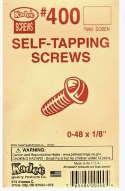 Kadee #400 Self-Tapping Screws 0-48 x 1/8in