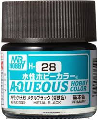 H28 Metallic Black Aqueous 10ml Bottle Paint 