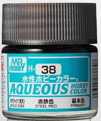 H38 Gloss Steel Red Aqueous 10ml Bottle Paint 
